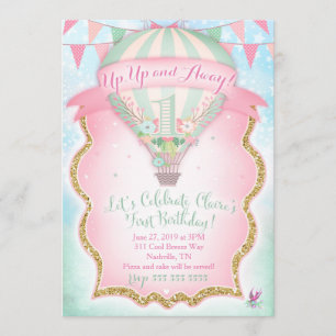 Invitation GC Hot Air Balloon Premier anniversaire Claire
