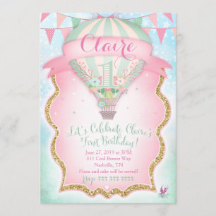 Invitation GC Hot Air Balloon Premier anniversaire Claire