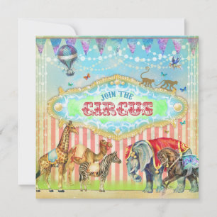 Invitation GC Magical Joignez-vous au Cirque Vintage Stripes 