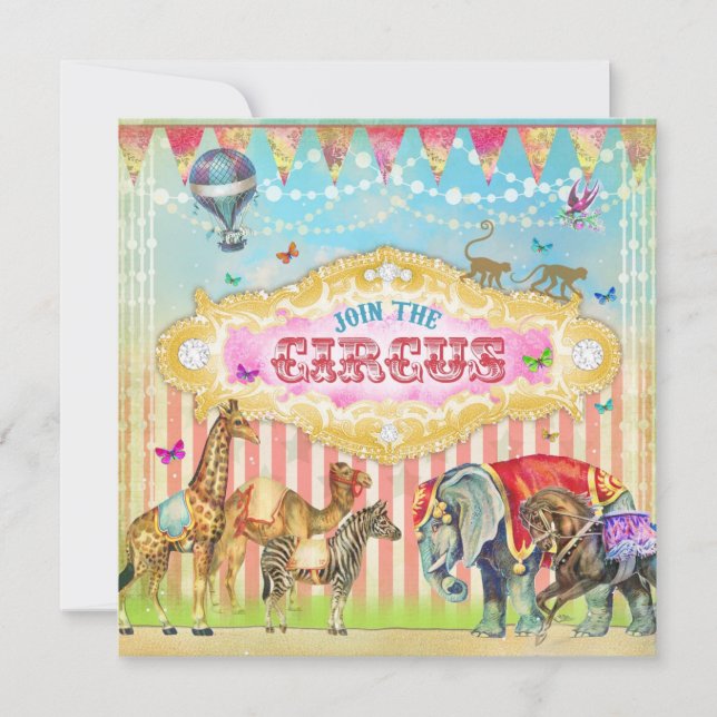 Invitation GC Magical Rejoignez le Cirque Vintage Stripes Inv (Devant)