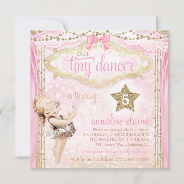 Invitation GC Magique Vintage minuscule danseur Ballerina (Devant)