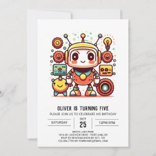 Invitation Gears mignon Robot sur mesure Anniversaire
