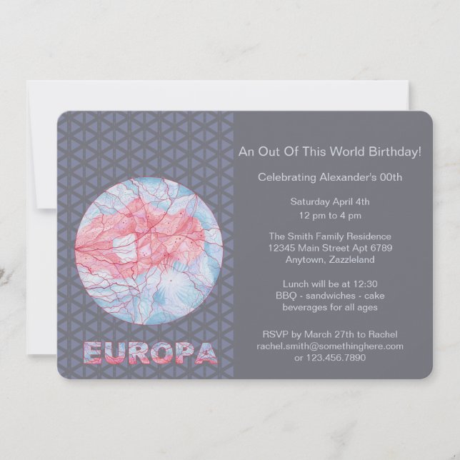 Invitation Geek de l'espace de lune de Jupiters d'Europa de Z (Devant)