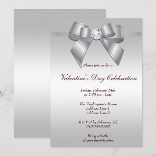 Invitation Gem Bow et Ribbon Valentine's Day Party