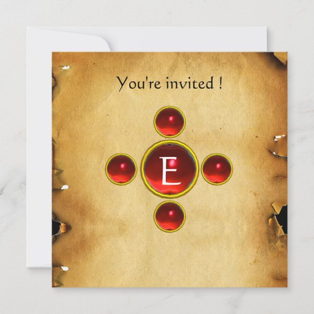 Invitation Gem cross 1ère sainte communion / Christening roug (Devant)