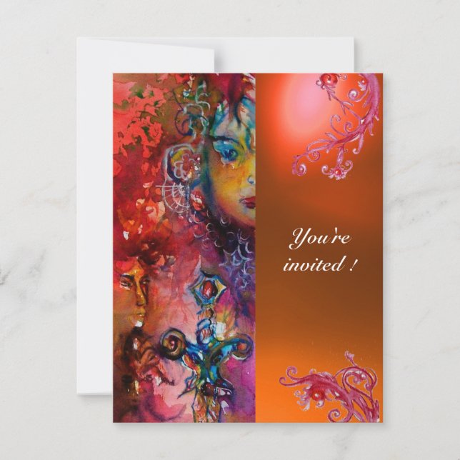 Invitation Gem EXCALIBUR rouge vif, bleu rose orange (Devant)