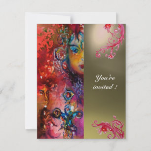 Invitation Gem EXCALIBUR rouge vif, bleu rose orange gris