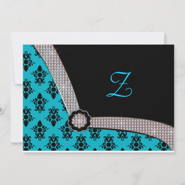 Invitation Gem Sparkle bleu et noir de l'Aqua (Devant)