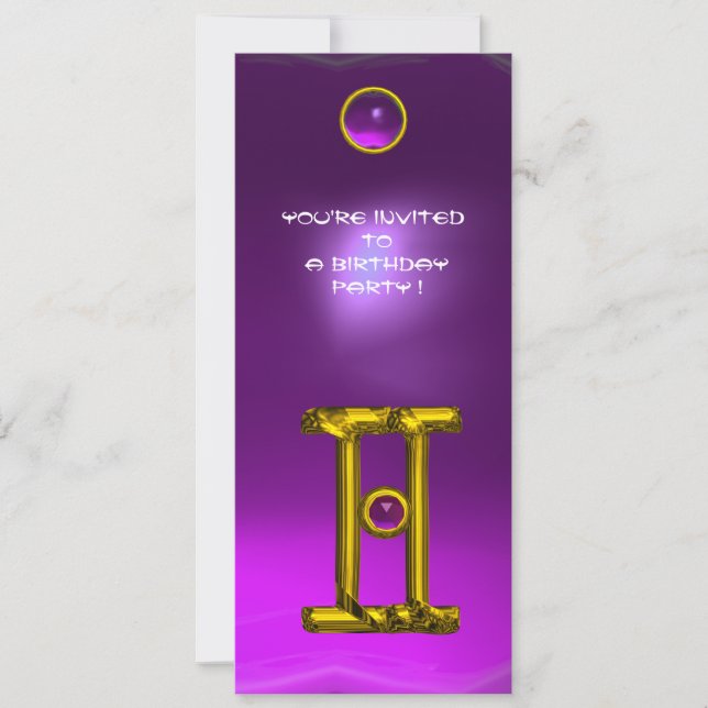 Invitation GEMINI ALEXANDRITE, améthyste jaune vif (Devant)