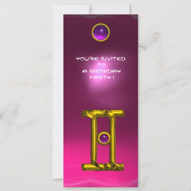 Invitation GEMINI ALEXANDRITE, améthyste jaune vif rouge rose (Devant)