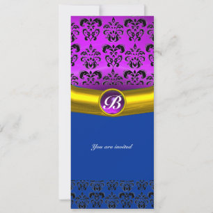 Invitation GEMME DE DAMAS MONOGRAMME violet pourpre