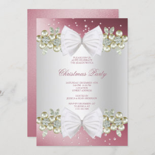 Invitation Gemmes Classy & Bow Pink Noël