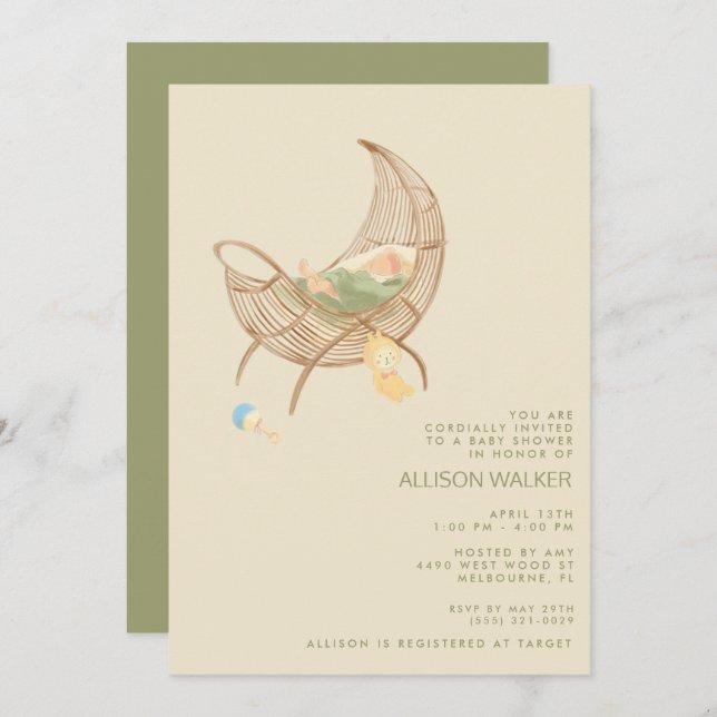 Invitation Gender Neutral Boho Baby Sprinkle Shower  (Devant / Derrière)