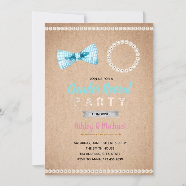 Invitation Genre de Bowtie ou de perle révélant une invitatio (Devant)
