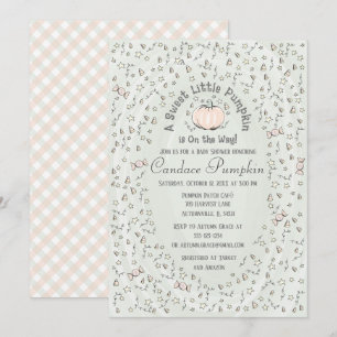 Invitation Genre Neutre Doux Petit Baby shower Citrouille Dan