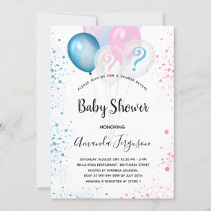 Invitation Genre révéler baby shower bleu rose garçon fille