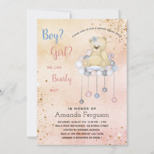 Invitation Genre révéler baby shower en peluche ours garçon f