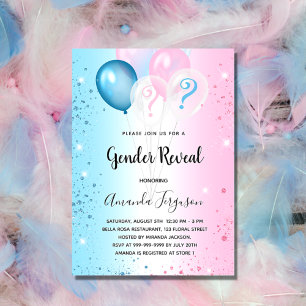 Invitation Genre révéler la fête rose bleu bébé fille