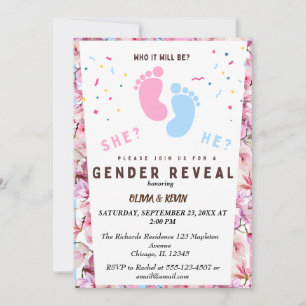 Invitation Genre révéler rose bleu floral