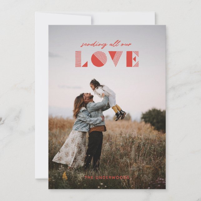 Invitation Geo Love Overlay Valentine's Day Card - Rouge (Devant)