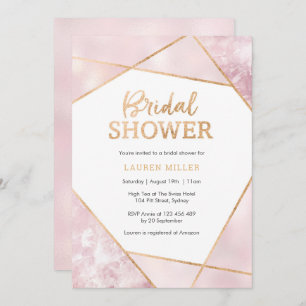 Invitation Geo Pink et Gold Bridal Douche