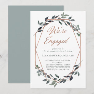 Invitation Geo vert   Rose Gold Engagement Party