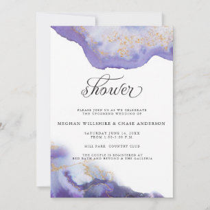Invitation Géode d'aquarelle Améthyste moderne BarefootBride™