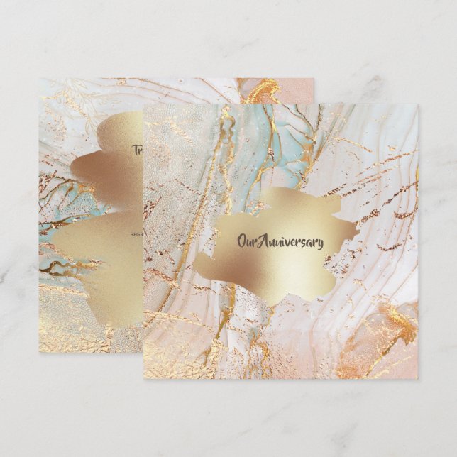 Invitation Géode en marbre doré DO-IT-YOURSELF soirée élégant (Devant / Derrière)