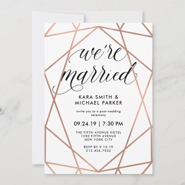 Invitation Geometric Nous sommes mariés | Fête de mariage (Devant)