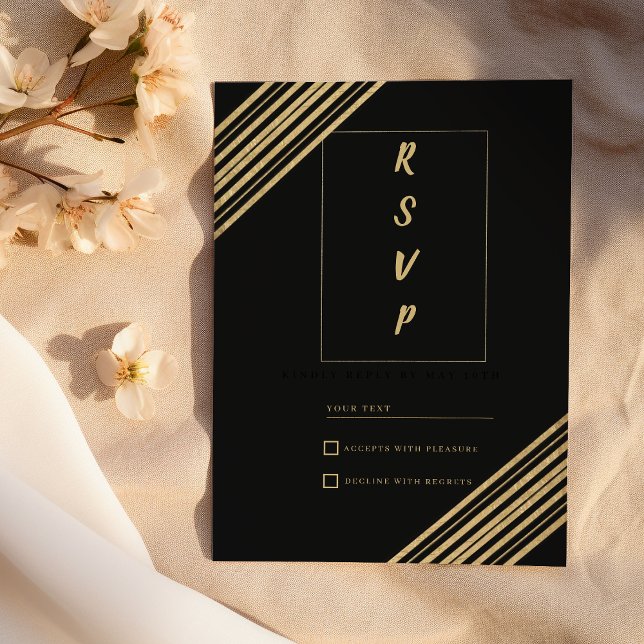 Invitation Geometrical black gold typography RSVP (Geometrical black gold typography RSVP)