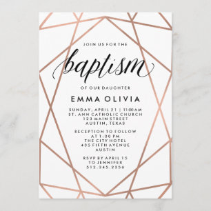 Invitation Géométrie moderne sur le baptême blanc