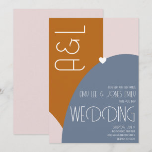 Invitation Géométrie moderne Terracotta Mariage bleu rose