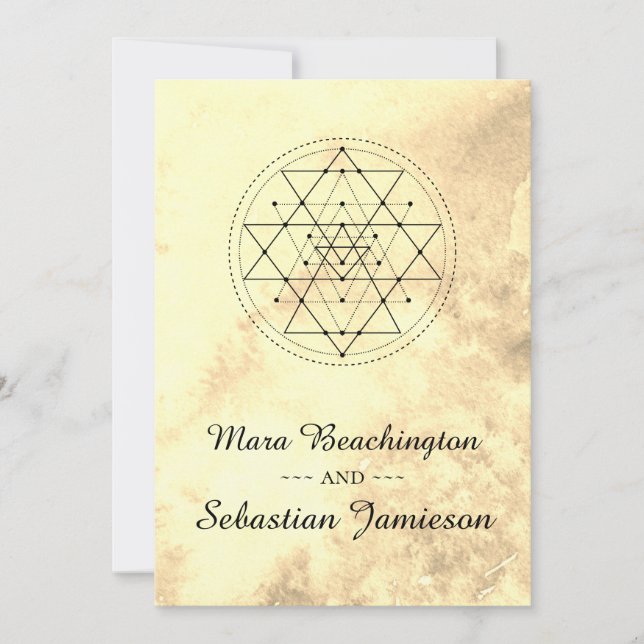 Invitation *~* Géométrie sacrée Mariage d'aquarelle Sepia (Devant)