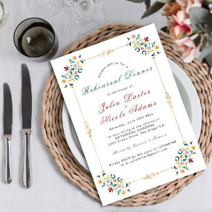 Invitation Géométrie Vintage Motif Classique Dîner de Répétit