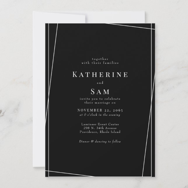 Invitation Géométrique B/W contemporaine Aucun parent Mariage (Devant)