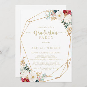 Invitation Géométrique Classic Gold Floral Party