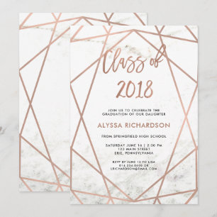 Invitation Géométrique de l'or Rose Faux  Parti de la graduat