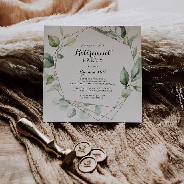 Invitation Géométrique Elegant Gold Greenerife Parti de retra (Créateur téléchargé)