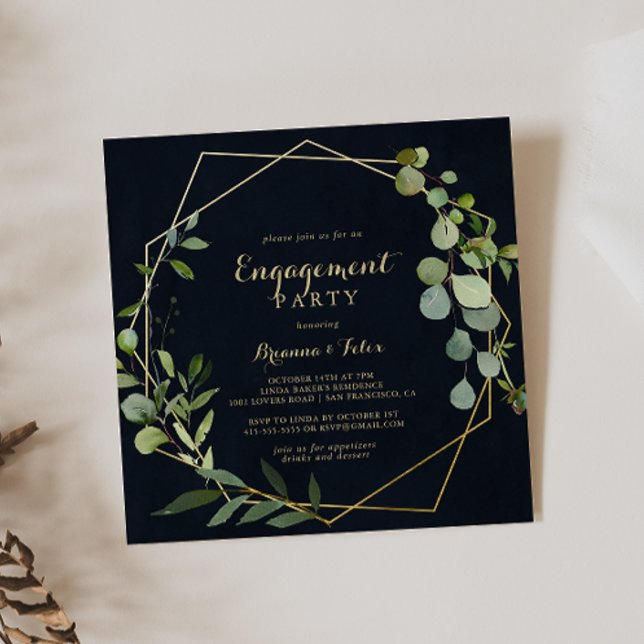 Invitation Géométrique Gold Blue Green (Créateur téléchargé)