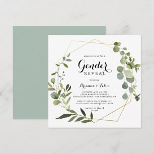 Invitation Géométrique Gold Tropical Green Genre Reveval Part