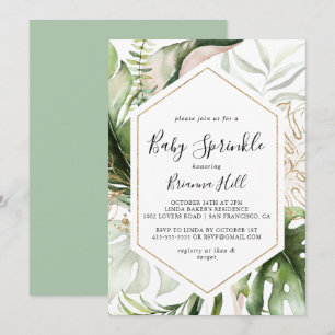 Invitation Géométrique Gold Tropical Greenery Bébé