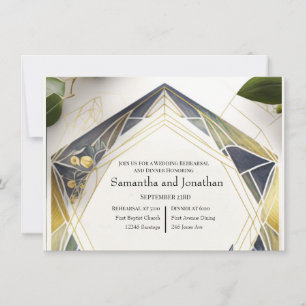 Invitation Géométrique Moderne avec Petites Fleurs Répétition
