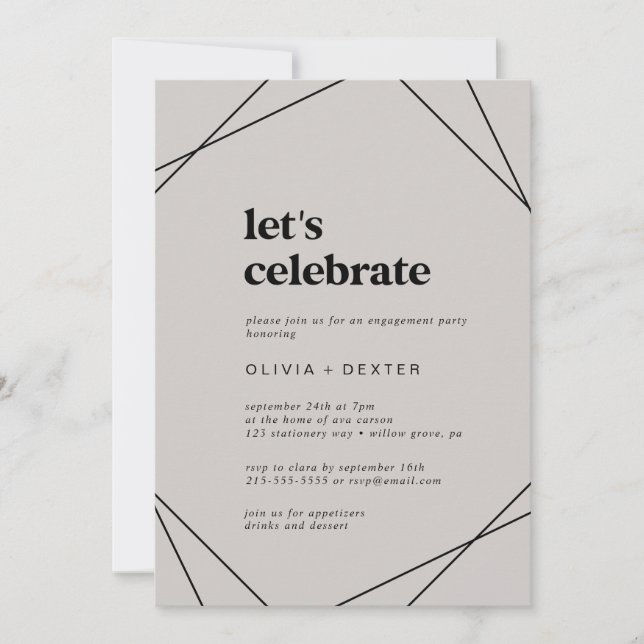 Invitation Géométrique moderne | Gray Fêtons (Devant)