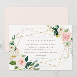 Invitation Géométrique Printemps Romance Christening Invitati