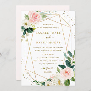 Invitation Géométrique rougissent la partie de fiançailles