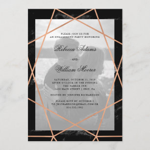 Invitation Géométrique sur le marbre noir  Photo Engagement P