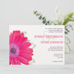 Invitation Gerber Daisy Mariage rose Floral