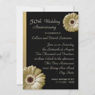 Invitation Gerbéra Daisy doré 50e anniversaire