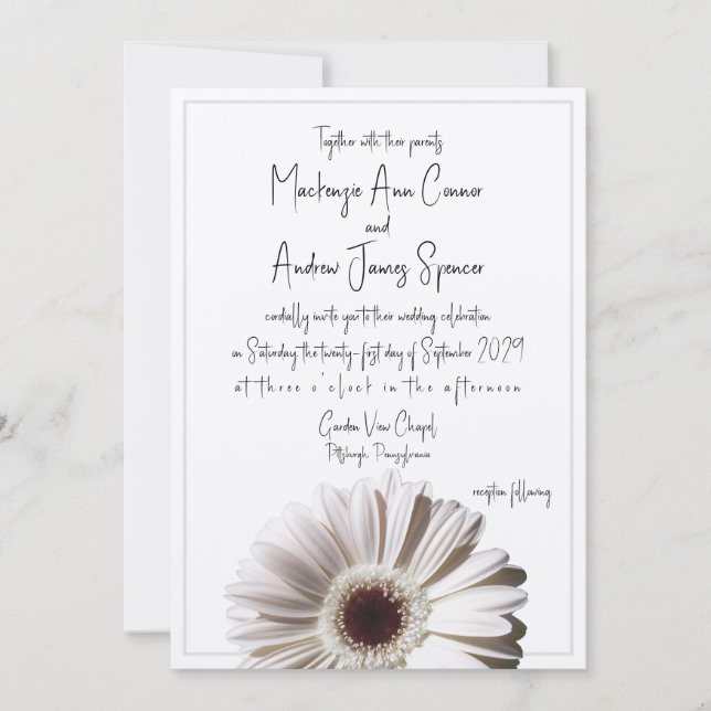 Invitation Gerbera Daisy Mariage (Devant)