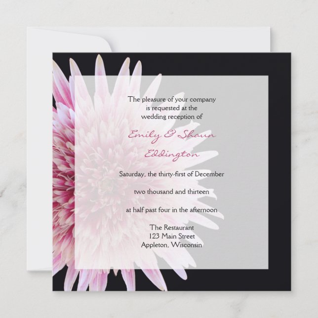 Invitation Gerbera Daisy Réception de mariage uniquement Invi (Devant)